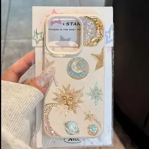 Golden Powder Star Moon Sun Planet Elements Phone Case For iPhone 17 16 15 Pro Max 14 13 12 11 XS X XR 16 Plus 16E 17 Air Cover