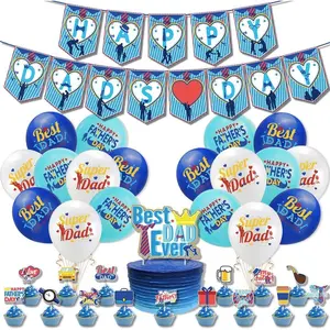 Father's Day Party Decorations Set, Banner Balloons Cake Toppers