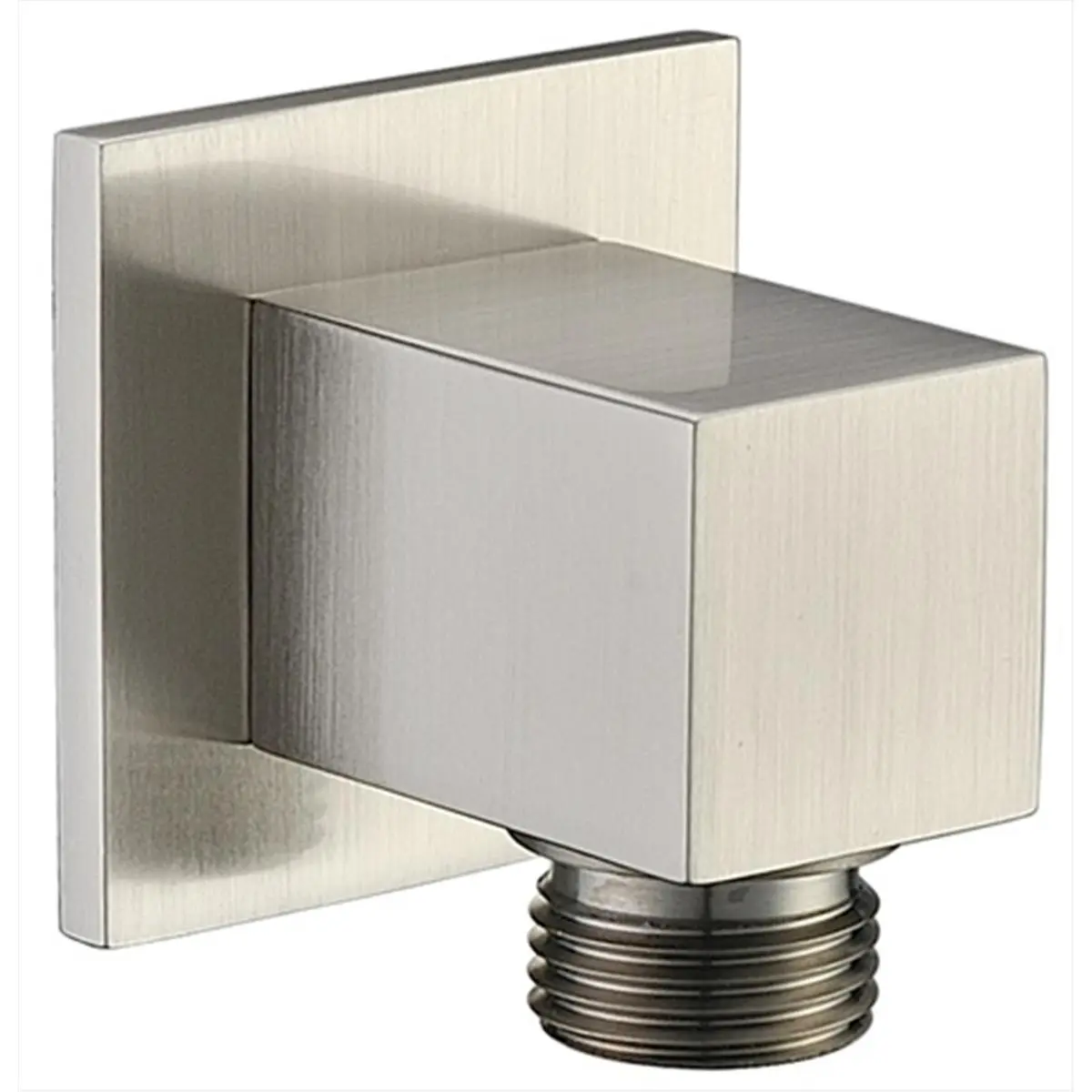 Dawn Brushed Nickel Square Shower Wall-Mount Supply Elbow - Bathroom Fixture Accessory, Contemporary Home Improvement Item with 0.5in NPT Thread, 1.94in Height, 1.81in Width, Solid Brass, Easy Clean, CUPC Certified, Bathroom Fixture Accessories, Certified