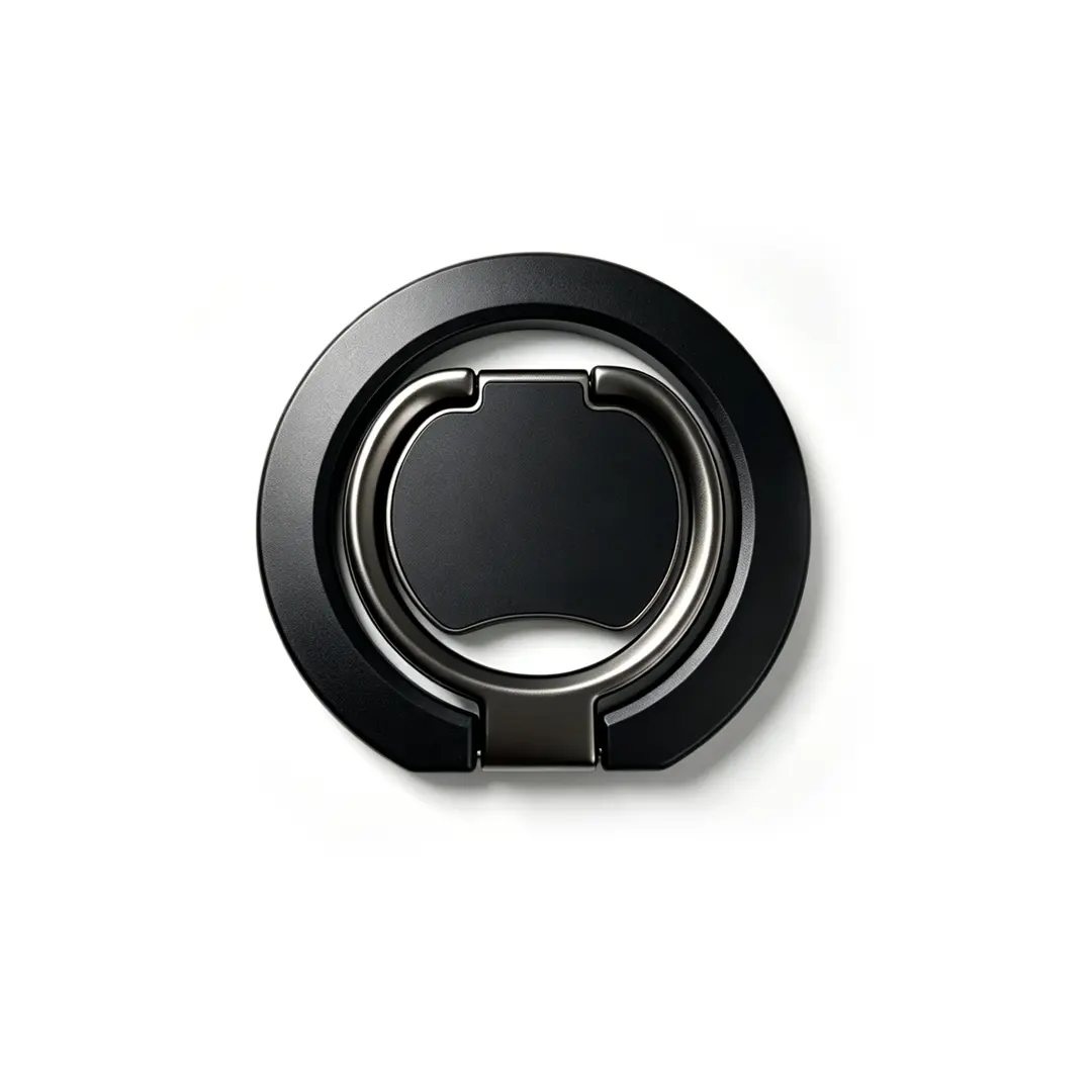 2-in-1 magnetic ring holder features 360° rotation, is compatible with all models, provides a secure grip, and is easy to install. Made of zinc alloy with strong magnets on both sides, it functions as both a ring holder and a MagSafe-compatible stand.