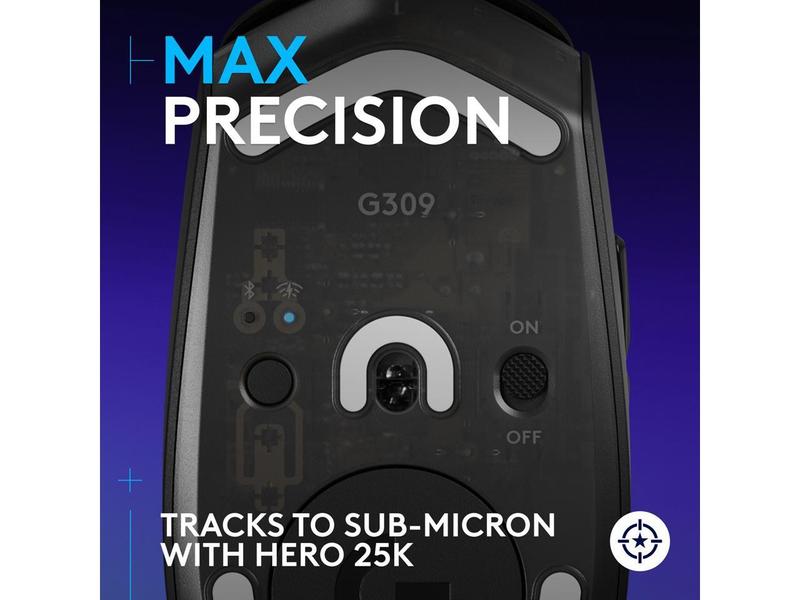 Logitech G309 LIGHTSPEED Wireless Gaming Mouse, Lightweight, LIGHTFORCE Hybrid Switches, HERO 25K Sensor, 300+ Hour Battery Life With AA Battery, 6 Programmable Buttons, PC & Mac - Black