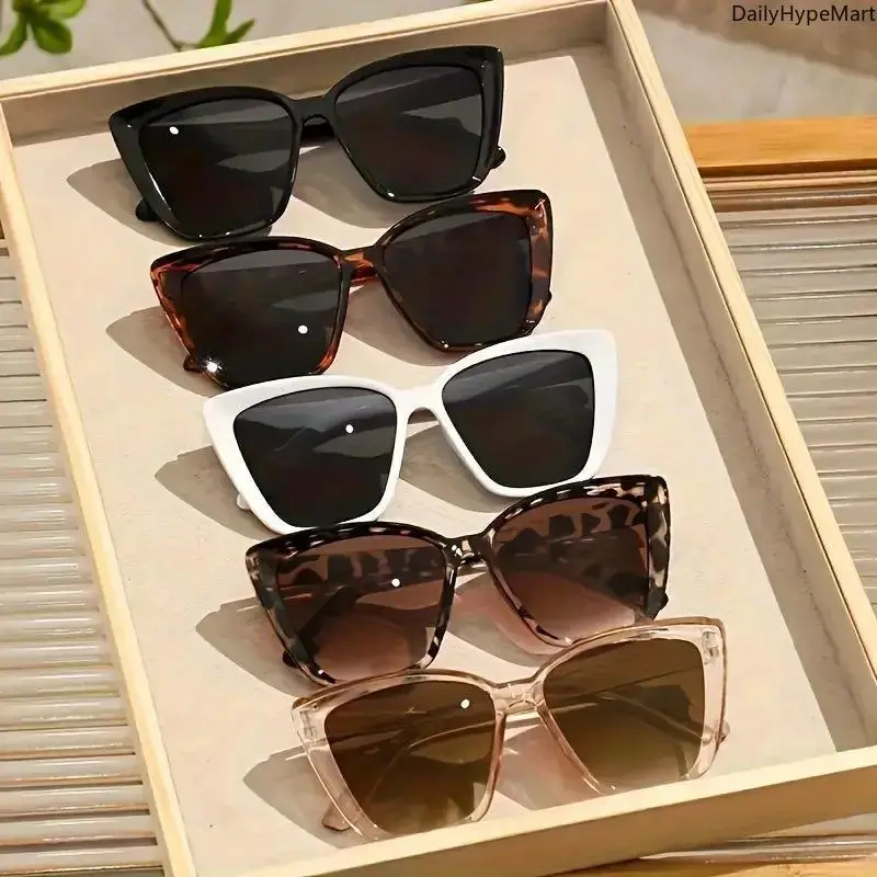 Trendy Casual Sunglasses 5-Pack - Unisex Oversized Vintage Polarized Lenses for Summer Fashion Accessories Set, 5Pcs, Street, Everyday Wear, Simple, Commute, Daily
