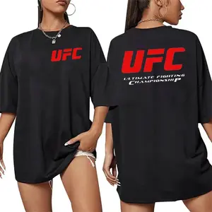 UFC Logo T-shirt, Sports Style, Cotton, Short Sleeve, Classic, for Fans, Unisex, for Gym, Fitness, Casual, Retro