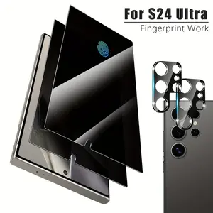 2 Pieces Tempered Glass Privacy Screen Protector and Camera Lens Protector Kit for Samsung Galaxy S26/S26 Plus/S26 Ultra/S25 S24 S23 S22 Ultra S25 S24 S23 S22 Plus FE Phone, Protective, HD Clear, No Bubble, Full Coverage.., Anti-..., Accessories