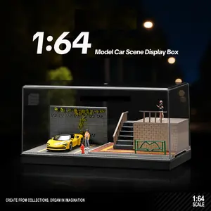 Premium 1/64 Diecast Model Car Storage Box | Acrylic Multi-Tier Garage Diorama with Street Steps | Acrylic Dust-Proof Box for Diecast Cars | Creative Desktop Decor & Collector Showcase (Case Only)