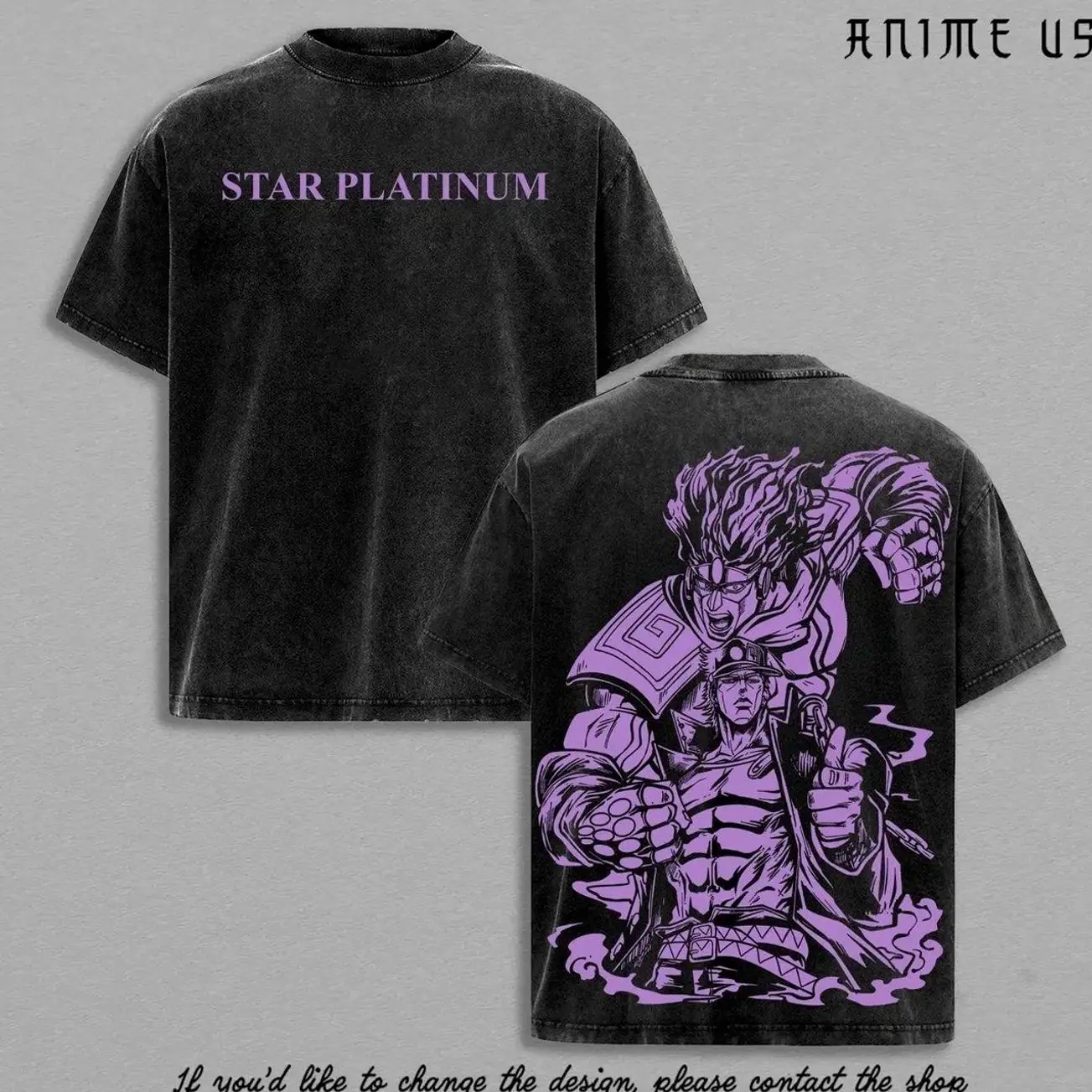 Retro Vintage Limited STAR PLATINUM Kujo Jotaro - JoJo's Bizarre Adventure Purple Stand Power Anime Tee | Muscular Manga Graphic Art | Oversized Streetwear T-Shirt for Anime & JoJo Fans BFR EDV