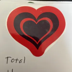 Red and black  layered heart sticker