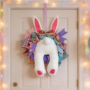 Cute Easter Bunny Wreath, Unique Rabbit Butt Decoration, Perfect Holiday Hanging Accessory, Ideal for Doors Windows Fireplaces, Easter Gift Choice
