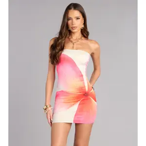 Island Plans Tropical Tube Mini Dress