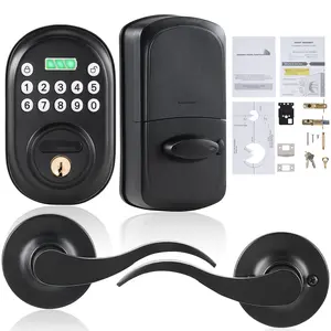 Keyless Entry Door Lock With Handle - Electronic Door Lock With Password Access, High-Security Residential Front Door Lock, Durable Construction, Easy Installation, Satin Nickel Finish, Fits Left Or Right Swing Doors
