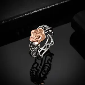Unique Hollow Carved Exquisite Flower Women Anniversary Commemorative RingDaily Casual Wear Paired Accessories Express Love as A Gift (No Box)