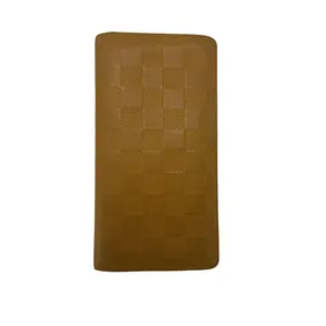 Pre-owned Louis Vuitton leather Small Leather Goods Yellow Damier Infini Long Wallet L26040118