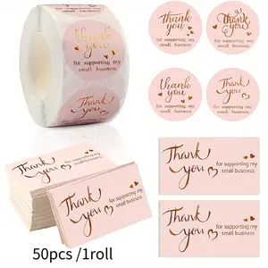 Thank You For Supporting My Small Business Cards And Stickers Pink Golden Foil Thank You Cards For Retail Store Package Insert Envelope Seals Business Owner Sellers Office Stationery Greeting Cards
