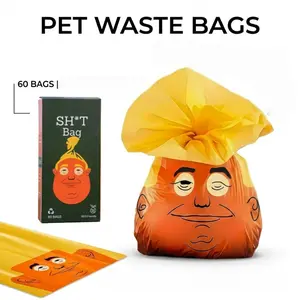 Funny Dog Poop Bags Rolls 60 Count, Loveable Prank Poop Bags for Dogs, Dog Bags, Pet Waste Bags, Loose Roll Packaging,Novelty Pet Waste Bags - Funny Gag Gift for Dog Dads and Dog Moms Funny Orange Man Dog Poop Bags