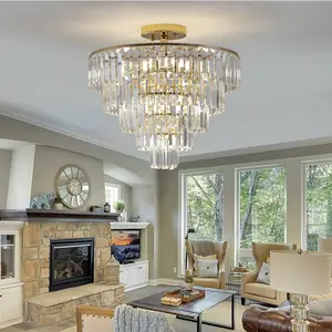 Chandeliers, 20 Inch 5-Tier Crystal ChandeliersModern Luxury Crystal Pendant Light Fixture, forDining Room, Bedroom, Living Room (Bulb NotIncluded)