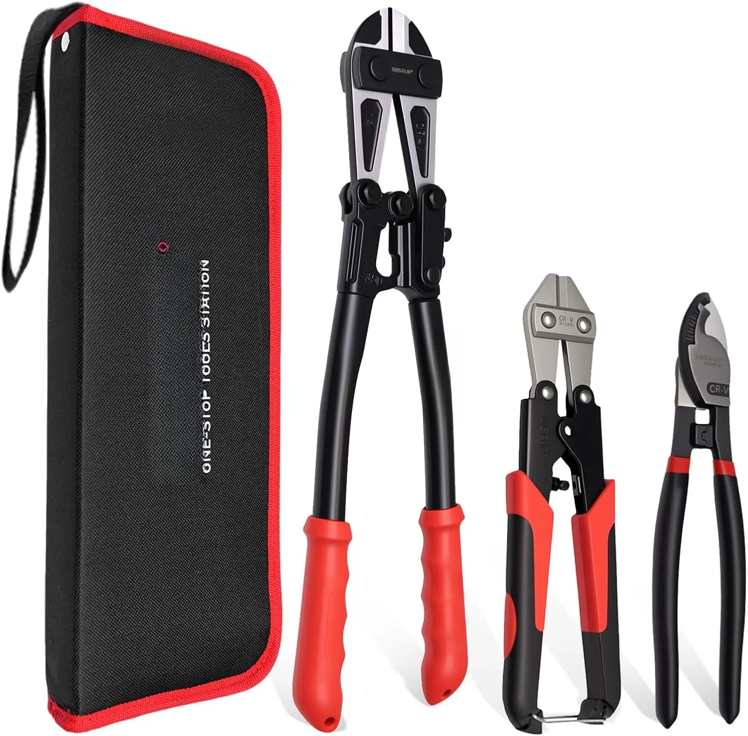 3 count Bolt  Pliers Set, 14" Heavy Duty and 8" Mini Bolt , 8" Wire Rope  with Carrying Bag, Easily  LocksSteel Barbed Wire, Chains