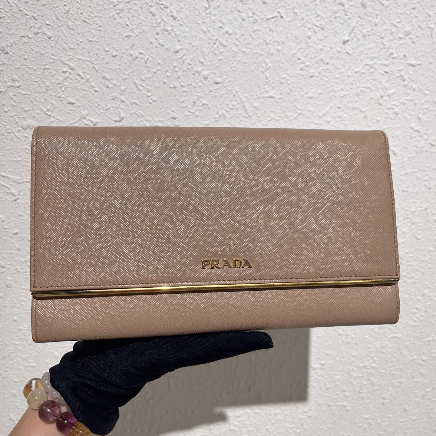 Pre-owned PRADA Saffiano Leather Long Wallet