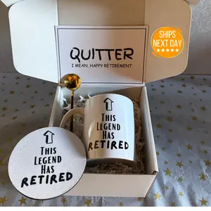 Personalized Retirement Gift Box Coffee Mug, Funny Retirement Gift Box, Custom Retirement Gift For Boss Mug Gift Set For Him