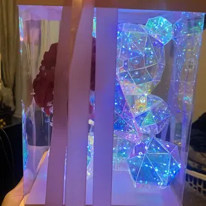 Valentine's Day Decor: Glowing LED Rose Hugging Bear (Includes Gift Box) Battery and USB Powered Perfect for Valentine's Day Gifts, Wife Gifts, Daughter Birthday Gifts, Couple Gifts