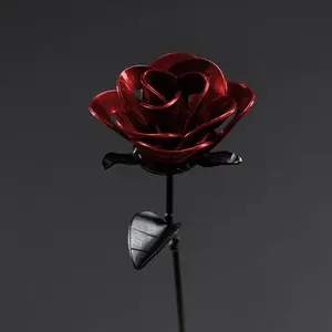 Red and Black Immortal Roses, Recycled Metal Roses, Steel Rose Sculptures, Welded Rose Art, Steampunk Rose, Unique Gift for Valentine's Day. Plants Decor Decorative  Metallic Traditional