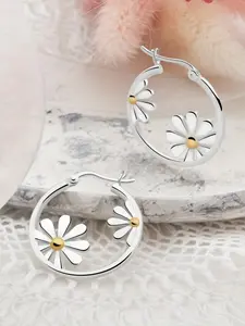Women's Cute Daisy Design Hoop Earrings, Fashionable Hoop Earrings for Women & Girls, Versatile Earrings, Trendy All-match  Exquisite Jewelry As Birthday Gift for Daily & Party Decor