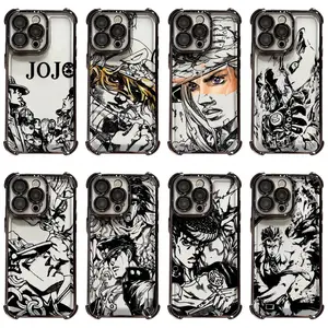 Hot Anime J-JOJO Cool Shells Artistic JoJo's Bizarre Adventure Sketch Phone Cases for iPhone 17, 16, 15, 14, 13, 12, 11 Pro Air Plus ProMax and Samsung S26-S22 Plus shock-absorbing phone cases, first choice fashionable gift. Aesthetic Cellphone