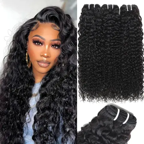 Karlami 12A Unprocessed Brazilian Virgin Human Hair Bundles - Loose Deep Waves Glam Curly Weave Extensions, Double Wefts for Black Women's Ponytails, Wig Making & Party Wear (Natural Black, Brazilian Quick Weave Quickweave Human Hair Extension)