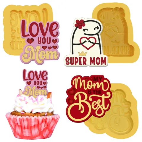 ToniCrafter -Set 3 silicon molds for pastry theme mother's day