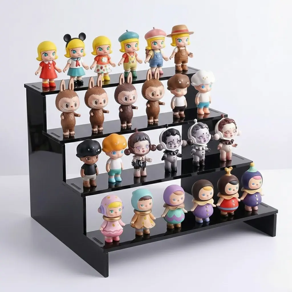 Pop オーダーラック Premium 4-Tier Black Acrylic Display Riser for Pop Mart & Action