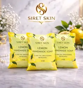 Siret Cosmetics Set 3 Pcs  Lemon Handmade Soap 4oz, siret Skin Rich in Vitamin for your Skin. WorldcaShop USA Body Care Daily Set