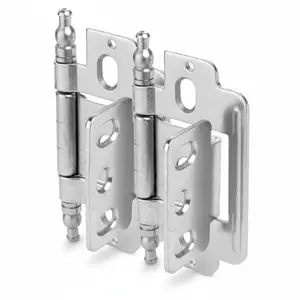 Cosmas 14280-SN Satin Nickel 3/4" Full Inset Partial Wrap Ball Tip Cabinet Hinge (Pair)