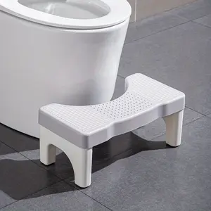 1pc Heavy-Duty 7" Portable Toilet Potty Stool for Adults - 3 Color Options (White/Blue/Gary), Non-Slip Raised Seat with Ergonomic 35 °       Sitting Position, Durable Plastic Bathroom Assistance Step Stool for Elderly & Mobility Support