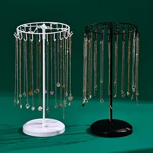 Decorative iron rack with 23 swivel hooks, suitable for displaying necklaces and jewelry in store windows, suitable for displaying small items on the tabletop, ideal for organizing fashion jewelry, jewelry towers, necklace displays, necklace holders