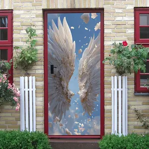 2pcs Angel Wings Relief Feather Wall Stickers Removable Self Adhesive Decorative Art Decals for Living Room Bedroom Home Decorations Minimalist Style Angel Wing Wall Art Decor
