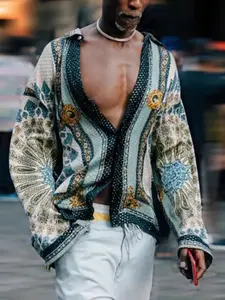 Men's Full Size Collared Neck Long Sleeve Shirt Plus Size