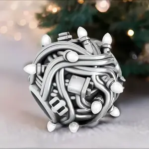 Tangled String of Christmas Tree Lights Luxe Color™  Enamel Bead Charm - WHITE SPARKLE