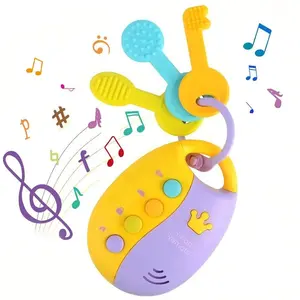 Car Remote Music Toy, Sound Light Musical Play Light Up Toy with 3 Buttons, Infant Newborn Baby Gift, Alkaline Batteries Included, Non-Button Cell Battery