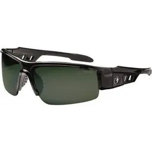 Ergodyne Polarized Safety Glasses - Black Wrap-Around Frame, Uncoated Green Lenses, Universal Size, Eye Protection (Model 52071)