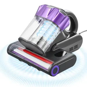 VEVOR Mattress Vacuum Cleaner, 550W Bed Vacuum Cleaner with 18Kpa Powerful Suction and Dual Dust Bin, HEPA & Heating, Ultrasound Tech & Cleaning Lights, Handheld for Bed, Sofa, Corded, Gray