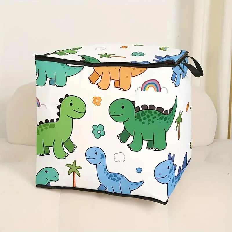 Dinosaur Pattern Storage Carrying Bag, 1 Count Cute Cartoon Pattern Quilt Storage Totes with Handle, Durable Bedding Organizer for Home Bedroom Living Room