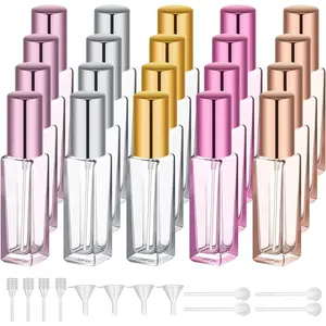 20 Pcs 10 ml Mini Empty Perfume Bottles Portable Travel Refillable Pocket Glass Spray Bottles Multicolor Toiletries Sample Dispenser
