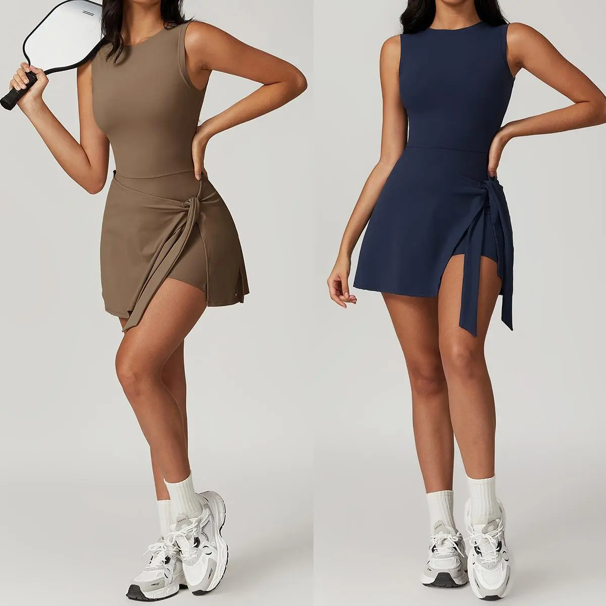 Women's Tennis Dress Workout Romper with Built-in Shorts - Quick Dry and Breathable Summer Sportswear Gym Clothes