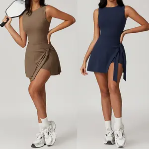 Women's Tennis Dress Workout Romper with Built-in Shorts - Quick Dry and Breathable Summer Sportswear Gym Clothes