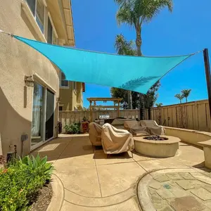 SUNLAX Breathable Rectangle Curved Sides Sun Shade Sail for Backyard Deck Patio Garden