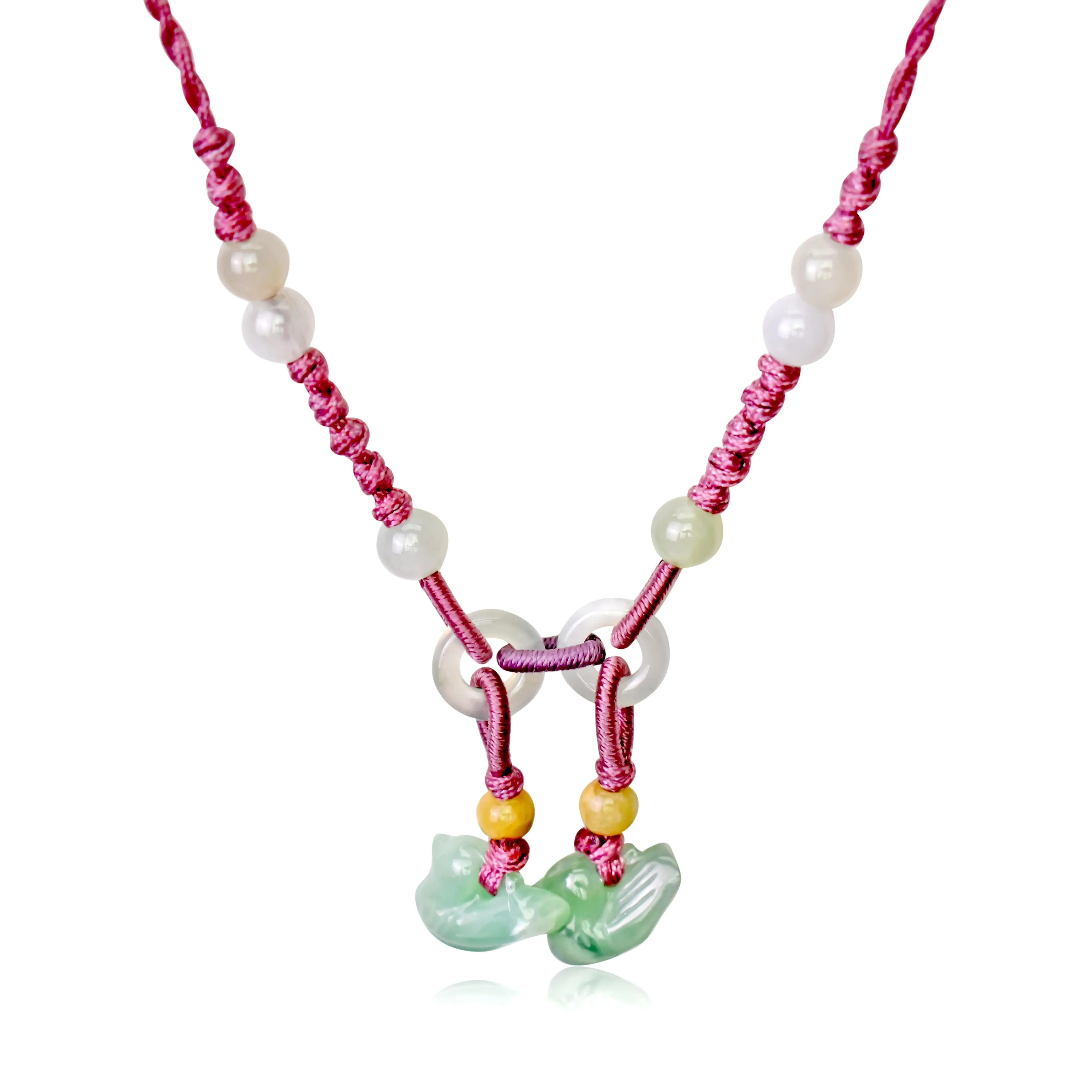 Embrace Love & Freedom with the Double Doves Jade Pendant Necklace