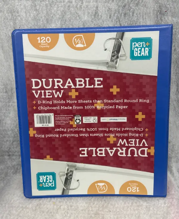 Pen+Gear Durable View 3-Ring Binder, 1/2" Slant D Ring, Cobalt Blue