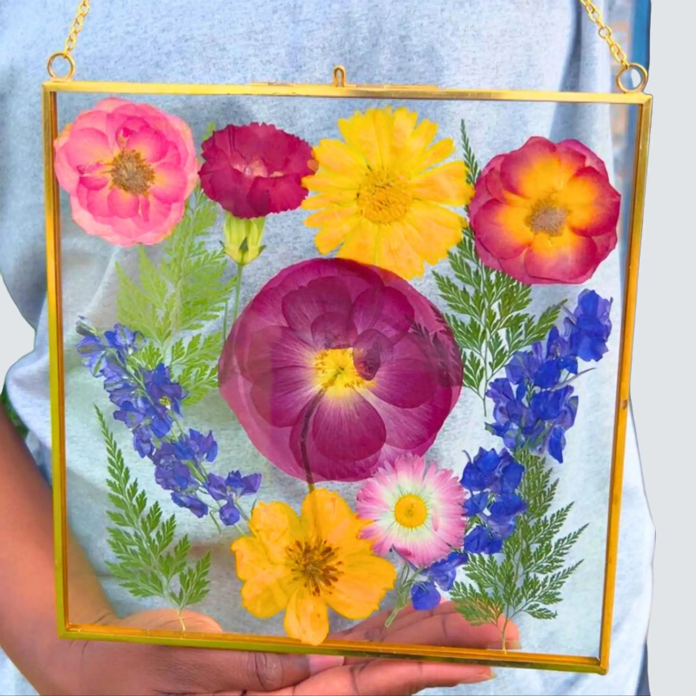 Custom Family Birth Month Flower Bouquet - Pressed Flower Frame - Birth Flower Gift - Birthday Gift - Personalized Christmas Gift - Gift for Mom - Gift for Her - Personalized Decor