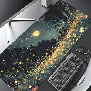Starry Night Galaxy Moon Pattern Mouse Pad, Large Gaming Mouse Pad, Aesthetic Desktop Decoration Protective Pad, Multi-size Mousepad Suitable for Laptop, Desktop Computer Games