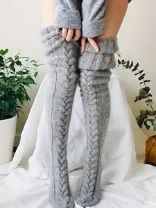 Women's Solid Textured Over The Knee Socks, Casual Warm Comfy Over The Knee Socks for Fall & Winter, Women's Socks for Daily Wear Socks, Soft Comfy Socks, Thigh High Stockings