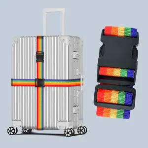2-Pack TSA-Approved Luggage Straps Set – Cross Buckle & Straight Adjustable Colorful Belts with ID Tag Holder, Heavy Duty Secure Baggage Accessory for Luggage & Backpacks
